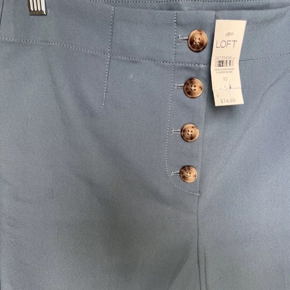 Loft Button Front High Waist Wide Leg Blue Pants Size 10 NWT $74.50 - Picture 7 of 13